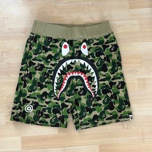 BAPE ABC Camo Shark Sweat Shorts 'Green' size L